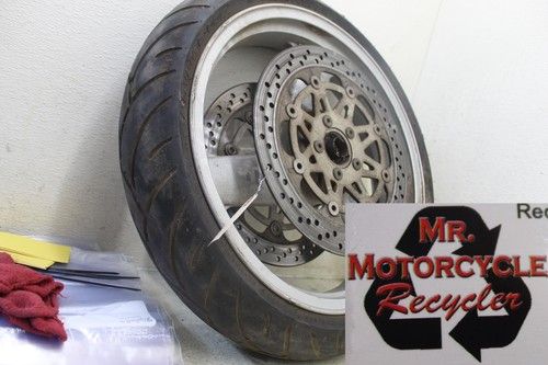 1989 KAWASAKI NINJA ZX7 OEM FRONT WHEEL RIM W TIRE W ROTORS ATTACHED D33D