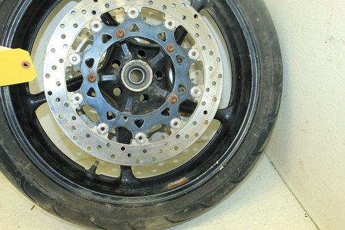 03-05 YZF R6 OEM FRONT WHEEL RIM W TIRE BRAKE ROTORS DISCS TIRE NOT GOOD. C20X