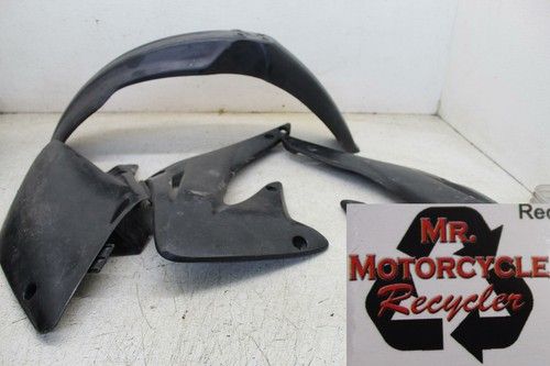 2002 HONDA CRF450R AFTERMARKET BLACK PLASTIC LEFT RIGHT SIDE PANELS FAIRINGS O2