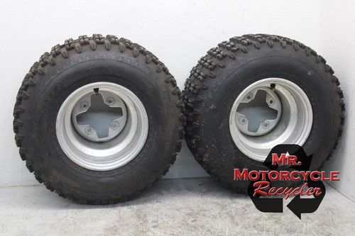 08-15 BRP CAN-AM DS450 DS 450 EFI OEM REAR BACK WHEELS RIMS W TIRES 20x10-9 q